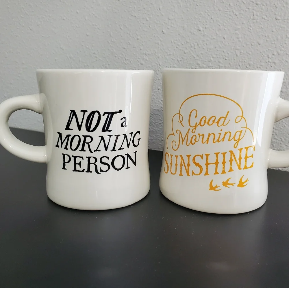 Funny Coffee Mug Set Good Morning Sunshine Not a Morning Person Pair Gift